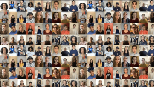 A collage of selfies, a collection of people stating that